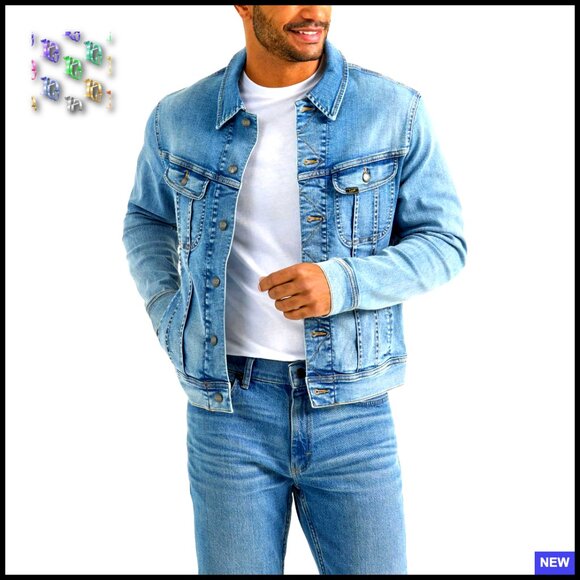 Denim Jacket Regular Fit Classic Retro Stretch Fabric Lightweight Trench Style